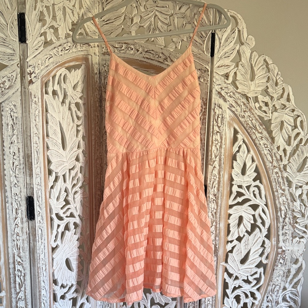 Peach Strappy Dress corset back